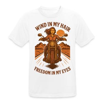 Motards Liberté Le vent dans mes cheveux - T-shirt respirant Homme - blanc - Devant - AI Model Male 185 dark (185cm)