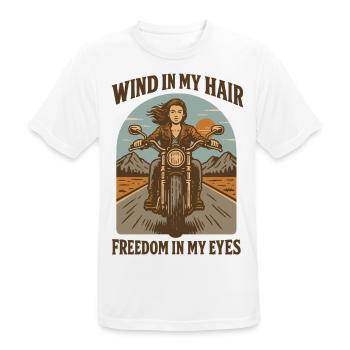Du vent dans mes cheveux La liberté dans mes yeux Femmes - T-shirt respirant Homme - blanc - Devant - AI Model Male 185 dark (185cm)