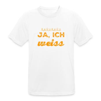 ja, ich weiß - Männer T-Shirt atmungsaktiv - Weiß - Vorne - AI Model Male 185 dark (185cm)