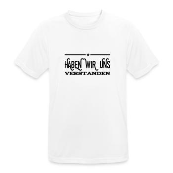 Gibt es noch Unklarheiten? - Männer T-Shirt atmungsaktiv - Weiß - Vorne - AI Model Male 185 dark (185cm)