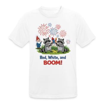 Raton laveur 4 juillet Feu d’artifice - T-shirt respirant Homme - blanc - Devant - AI Model Male 185 dark (185cm)