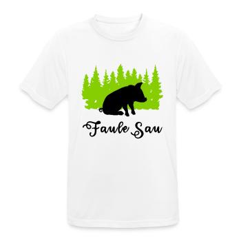 "Faule Sau: Gemütliche Auszeit" - Männer T-Shirt atmungsaktiv - Weiß - Vorne - AI Model Male 185 dark (185cm)