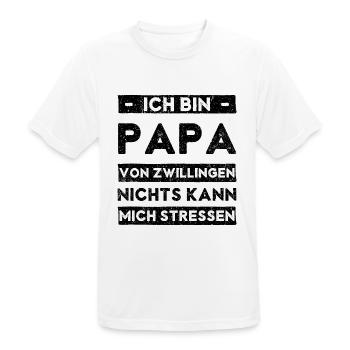 Papa Von Zwillingen Kann Nichts Stressen - Männer T-Shirt atmungsaktiv - Weiß - Vorne - AI Model Male 185 dark (185cm)