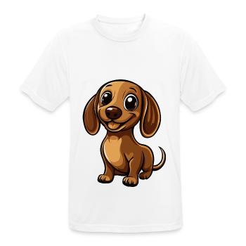 Dackel DachsHund Comic Niedlich - Männer T-Shirt atmungsaktiv - Weiß - Vorne - AI Model Male 185 dark (185cm)