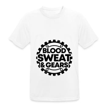 Blood Sweat And Gears Car Mechanic Automobile Love - Men's Breathable T-Shirt - white - Front - AI Model Male 185 dark (185cm)