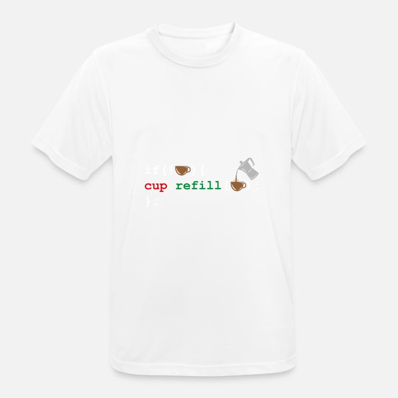 Programmatore Regalo Caffè Codice Codice caffeina - Maglietta da uomo traspirante - bianco