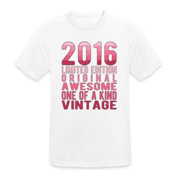 Edition limitée depuis 2016 Anniversaire Millésime 2016 - T-shirt respirant Homme - blanc - Devant - AI Model Male 185 dark (185cm)