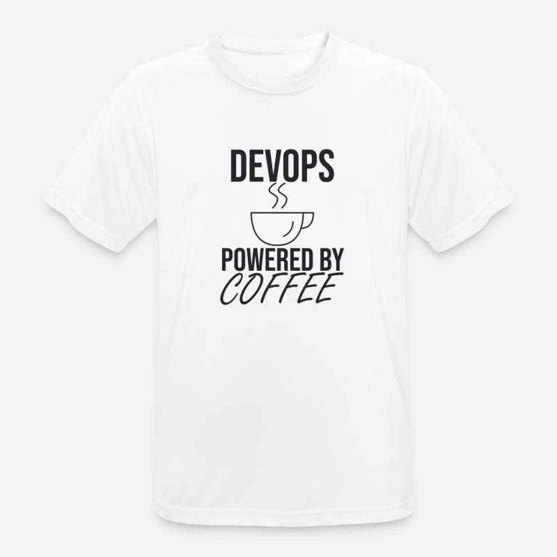"DevOps Coffee | Softwareentwicklung" - Männer T-Shirt atmungsaktiv - Weiß