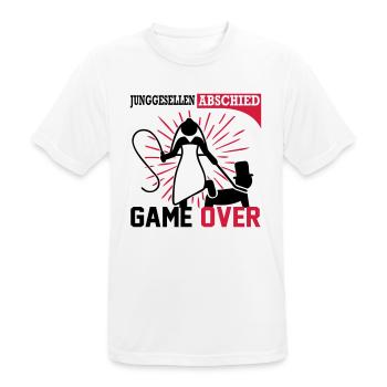 Junggesellenabschied Game Over Peitsche Married - Männer T-Shirt atmungsaktiv - Weiß - Vorne - AI Model Male 185 dark (185cm)