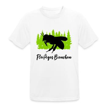 "Fleißiges Bienchen: Immer emsig unterwegs" - Männer T-Shirt atmungsaktiv - Weiß - Vorne - AI Model Male 185 dark (185cm)