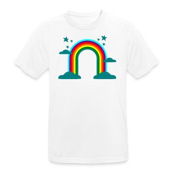 Regenbogen Wolken Sterne bunt Geschenk - Männer T-Shirt atmungsaktiv - Weiß - Vorne - AI Model Male 185 dark (185cm)