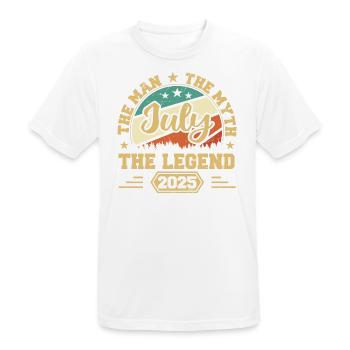 Juillet 2025 L’Homme, Le Myte, La légende, Juillet 2025 - T-shirt respirant Homme - blanc - Devant - AI Model Male 185 dark (185cm)