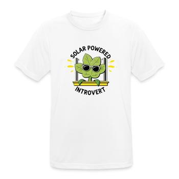 Solarbetriebener Introvert – Pflanzenwitz - Männer T-Shirt atmungsaktiv - Weiß - Vorne - AI Model Male 185 dark (185cm)
