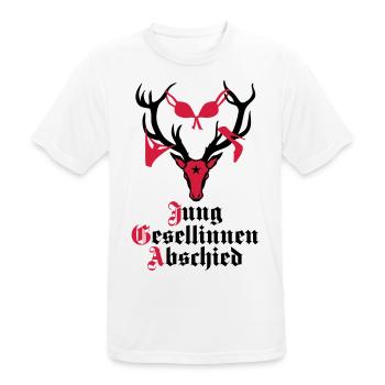 166 Hirsch Junggesellinnenabschied JGA Frauen - Männer T-Shirt atmungsaktiv - Weiß - Vorne - AI Model Male 185 dark (185cm)