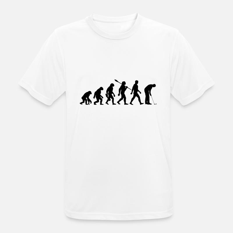 Evolution Minigolf - Miniatur Golf - Bahnengolf - Männer T-Shirt atmungsaktiv - Weiß