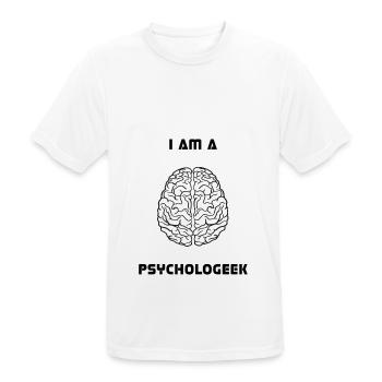 I Am A Psychologeek, Brain, Psychology, Biology - Men's Breathable T-Shirt - white - Front - AI Model Male 185 dark (185cm)