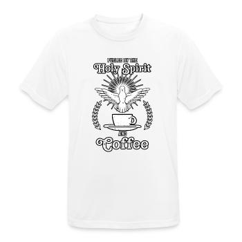 Alimenté par le Saint-Esprit et le café - T-shirt respirant Homme - blanc - Devant - AI Model Male 185 dark (185cm)