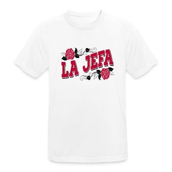 La Jefa Funny Spanish Boss Babe Saying - Men's Breathable T-Shirt - white - Front - AI Model Male 185 dark (185cm)