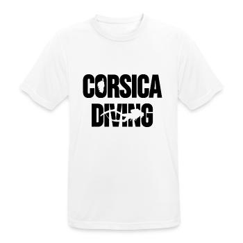I can't, I have scuba diving in Corsica. - Men's Breathable T-Shirt - white - Front - AI Model Male 185 dark (185cm)