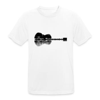 akustische Gitarre - Waldsee - Natur - Spiegelung - Männer T-Shirt atmungsaktiv - Weiß - Vorne - AI Model Male 185 dark (185cm)