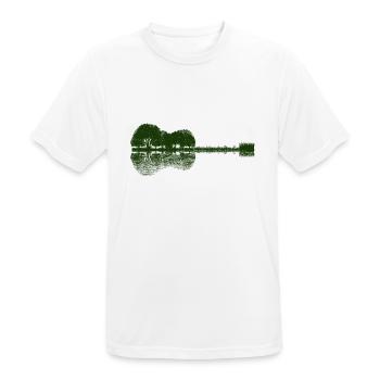 akustische Gitarre - Waldsee - Natur - Spiegelung - Männer T-Shirt atmungsaktiv - Weiß - Vorne - AI Model Male 185 dark (185cm)