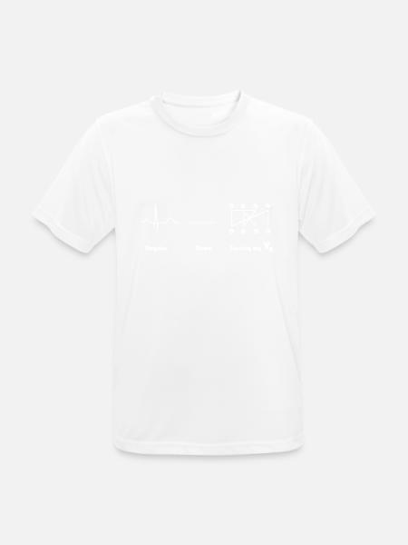 V8 Motor Crossplain Heartbeat-Design - Männer T-Shirt atmungsaktiv - Weiß