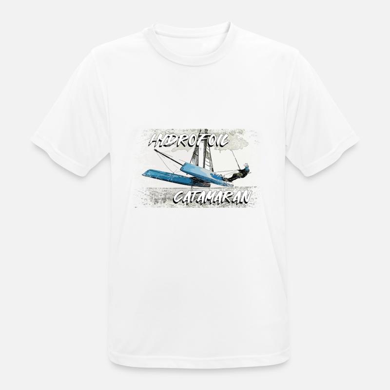 Katamaran-Tragflächenboot - Männer T-Shirt atmungsaktiv - Weiß