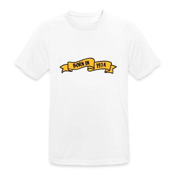 1974 - Männer T-Shirt atmungsaktiv - Weiß - Vorne - AI Model Male 185 dark (185cm)