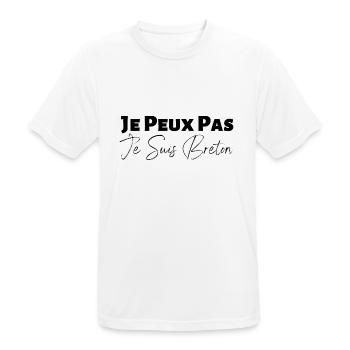je peux pas je suis breton - idée cadeau breton - T-shirt respirant Homme - blanc - Devant - AI Model Male 185 dark (185cm)