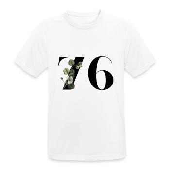 Nummer 76 Blumengrün - 76. Blumengeburtstag - Männer T-Shirt atmungsaktiv - Weiß - Vorne - AI Model Male 185 dark (185cm)