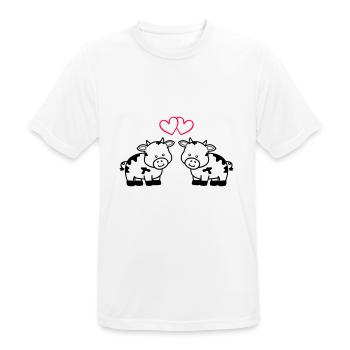 vaches amoureuses - T-shirt respirant Homme - blanc - Devant - AI Model Male 185 dark (185cm)