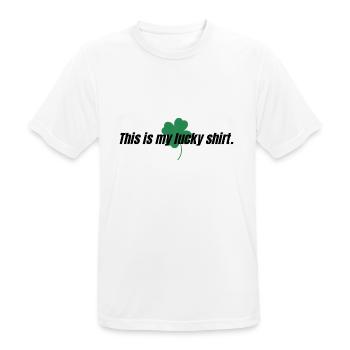 Das ist mein Glückshemd | Glücks-T-Shirt - Männer T-Shirt atmungsaktiv - Weiß - Vorne - AI Model Male 185 dark (185cm)