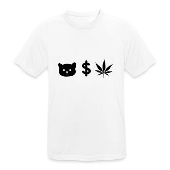 CHAT ARGENT MAUVAISES HERBES - T-shirt respirant Homme - blanc - Devant - AI Model Male 185 dark (185cm)
