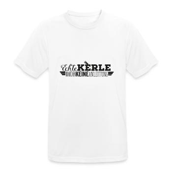 Echte Kerle brauchen keine Anleitung - Männer T-Shirt atmungsaktiv - Weiß - Vorne - AI Model Male 185 dark (185cm)