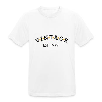 Jahrgang ist 1979 - Männer T-Shirt atmungsaktiv - Weiß - Vorne - AI Model Male 185 dark (185cm)