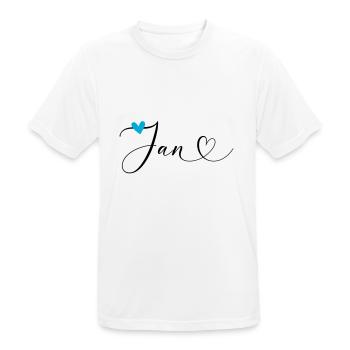 Jan Nom Prénom Calligraphie coeur - T-shirt respirant Homme - blanc - Devant - AI Model Male 185 dark (185cm)