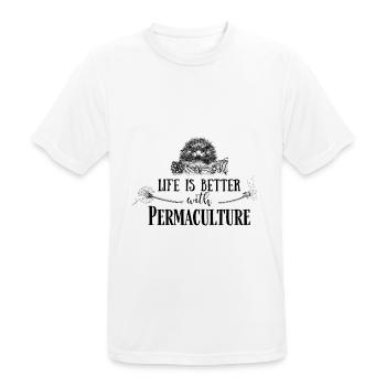 Life is better with Permaculture - Men's Breathable T-Shirt - white - Front - AI Model Male 185 dark (185cm)