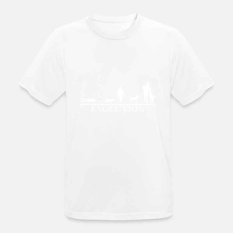 Evolution Gassi gehen Hund - Männer T-Shirt atmungsaktiv - Weiß