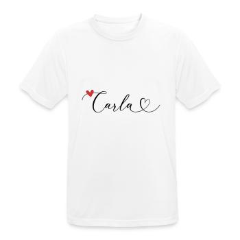 Carla Surname First name Calligraphy Heart - Men's Breathable T-Shirt - white - Front - AI Model Male 185 dark (185cm)