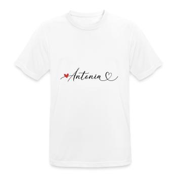 Antonia Name Vorname Kalligrafieherz - Männer T-Shirt atmungsaktiv - Weiß - Vorne - AI Model Male 185 dark (185cm)