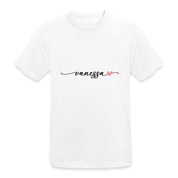 Vanessa Last name First name Calligraphy Font - Men's Breathable T-Shirt - white - Front - AI Model Male 185 dark (185cm)