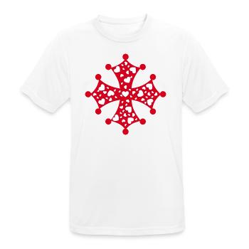 Okzitanisches Herzkreuz - Männer T-Shirt atmungsaktiv - Weiß - Vorne - AI Model Male 185 dark (185cm)
