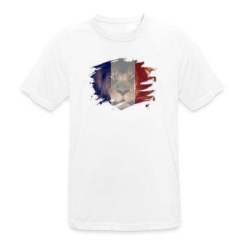 France Flag & African Lion Picture - Men's Breathable T-Shirt - white - Front - AI Model Male 185 dark (185cm)