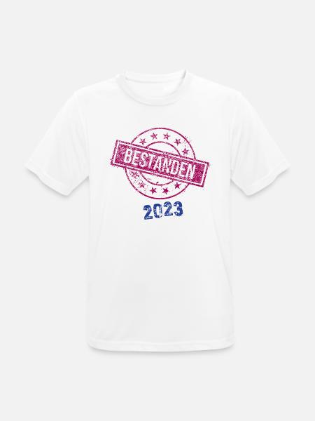 Stempel Bestanden 2023 - rot - Männer T-Shirt atmungsaktiv - Weiß