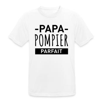 PAPA POMPIER PARFAIT Papa pompier, cadeau père - T-shirt respirant Homme - blanc - Devant - AI Model Male 185 dark (185cm)