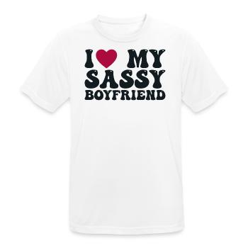 Ich liebe meinen frechen Freund - Männer T-Shirt atmungsaktiv - Weiß - Vorne - AI Model Male 185 dark (185cm)