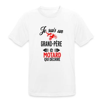 je suis motard qui déchire et grand-père - T-shirt respirant Homme - blanc - Devant - AI Model Male 185 dark (185cm)