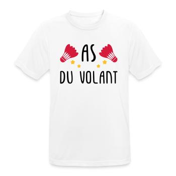 Badminton : As du volant ! - T-shirt respirant Homme - blanc - Devant - AI Model Male 185 dark (185cm)