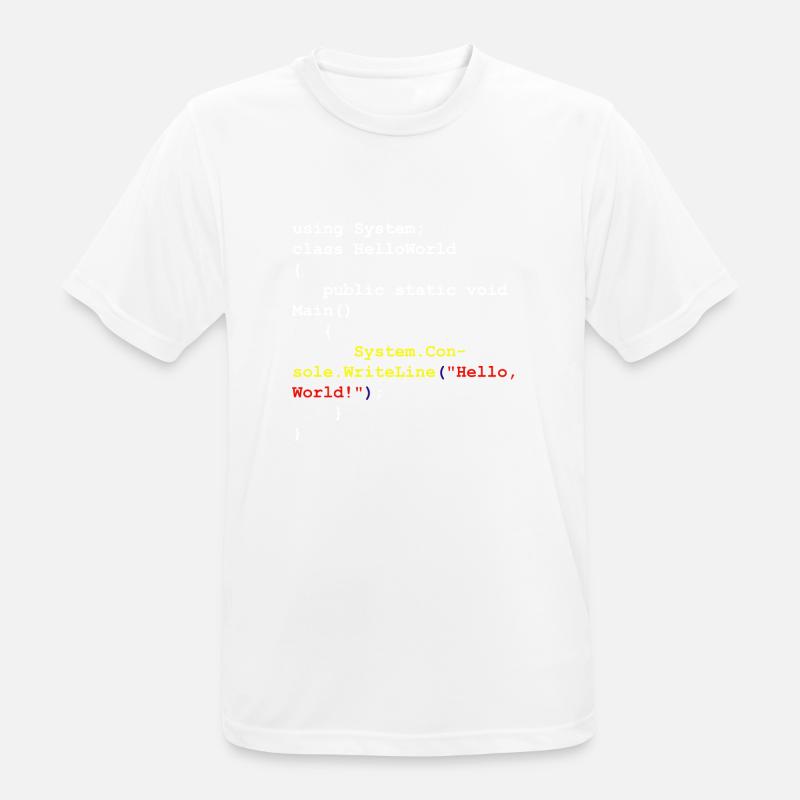 Hello World C# Sharp Entwickler Programm Geschenk - Männer T-Shirt atmungsaktiv - Weiß