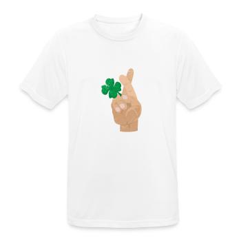 Cloverleaf finger crossed Good luck gift idea - Men's Breathable T-Shirt - white - Front - AI Model Male 185 dark (185cm)